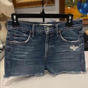 MOTHER Superior The Dutchie Short Fray Denim Shorts My Treat Wash Size 25